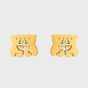 Hugging Little Bears Gold Over S. Steel Studs